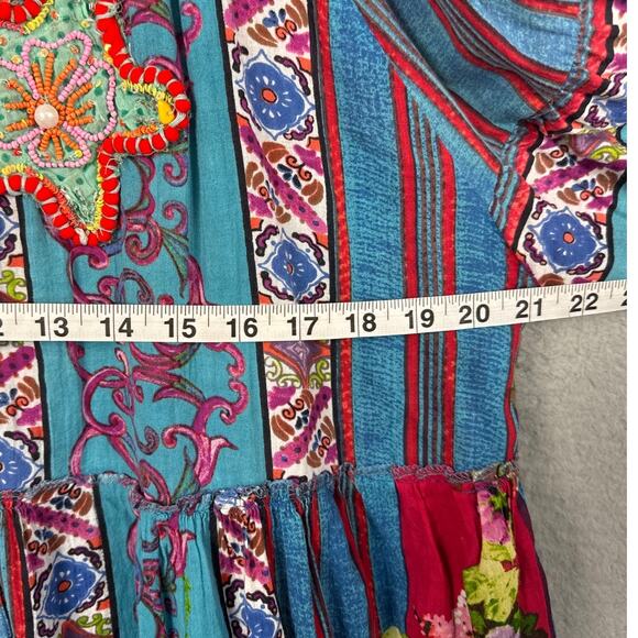 Antica Sartoria Women's Bohemian Beaded Peasant Blouse Multi-Color One Size - Picture 4 of 10